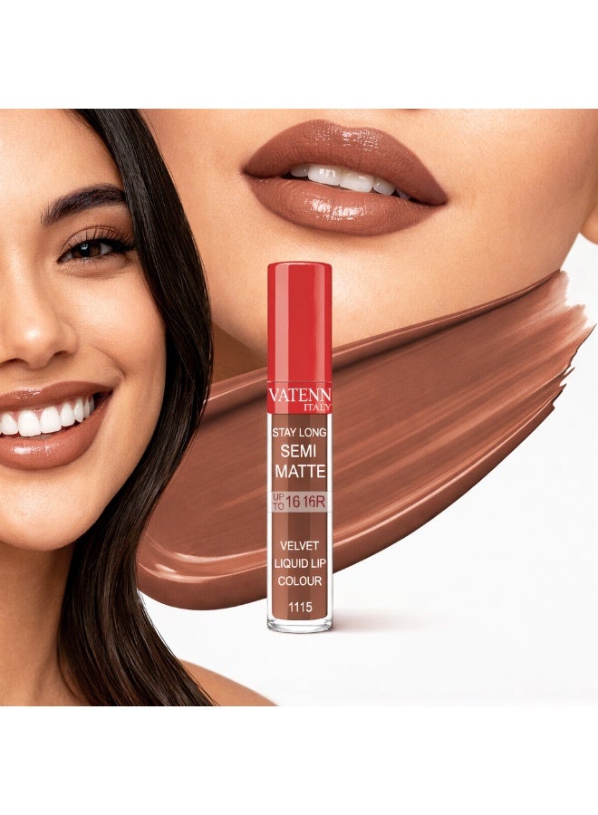 فاتن إيطاليا Stay Long Semi Matte Velvet Liquid lip color 1115 - Image 2